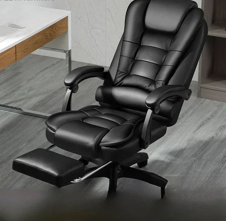 Tall Comfortable Black Office Chair Recliner Luxury Leather High Modern Office Chair Gaming Room  Furniture