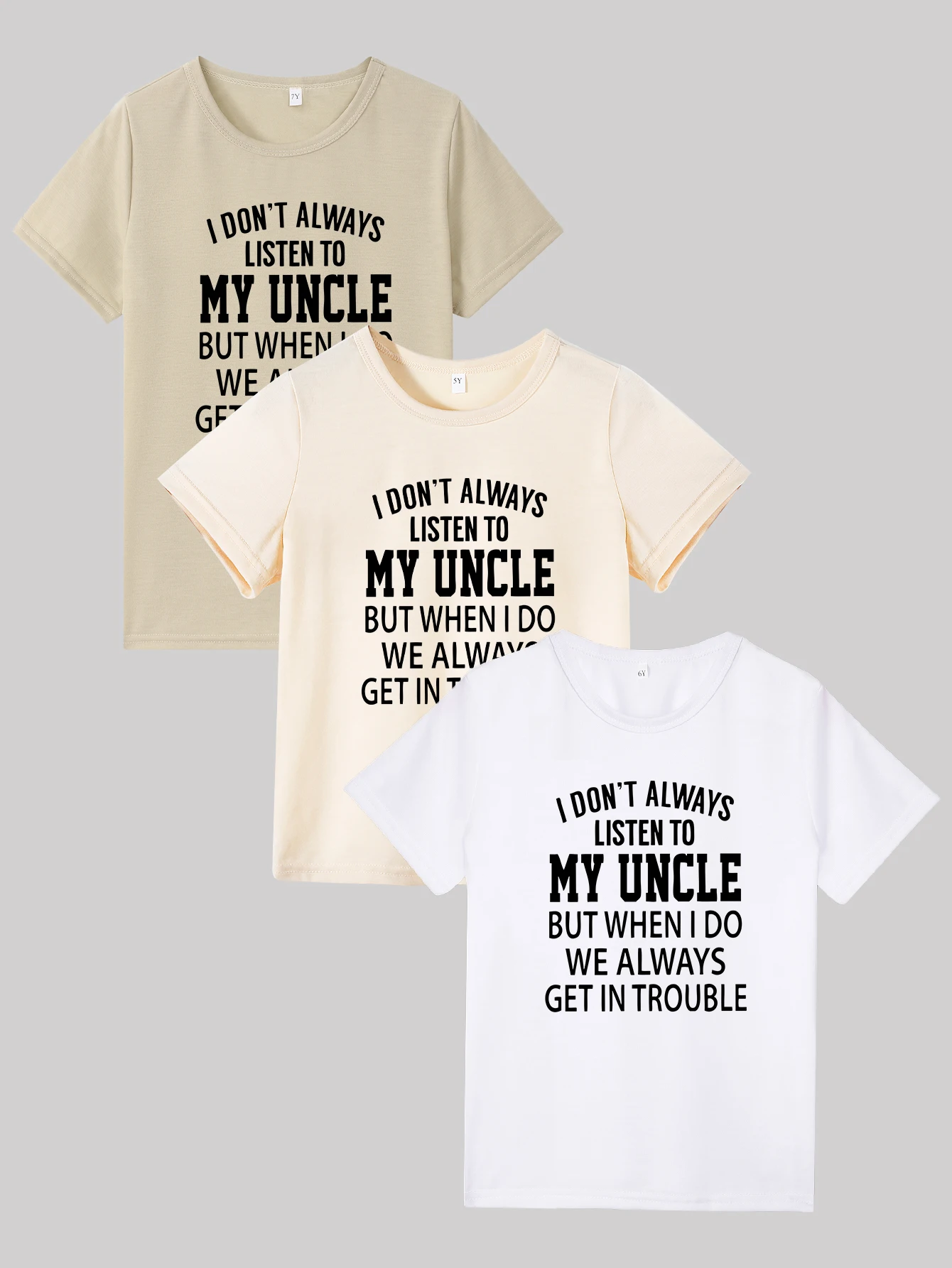 Casual Don't Always Listen To My Uncle Print Child T Shirts Undershirts 4-7years Boy Girl Kids Clothes T-Shirts Short Sleeve Tee