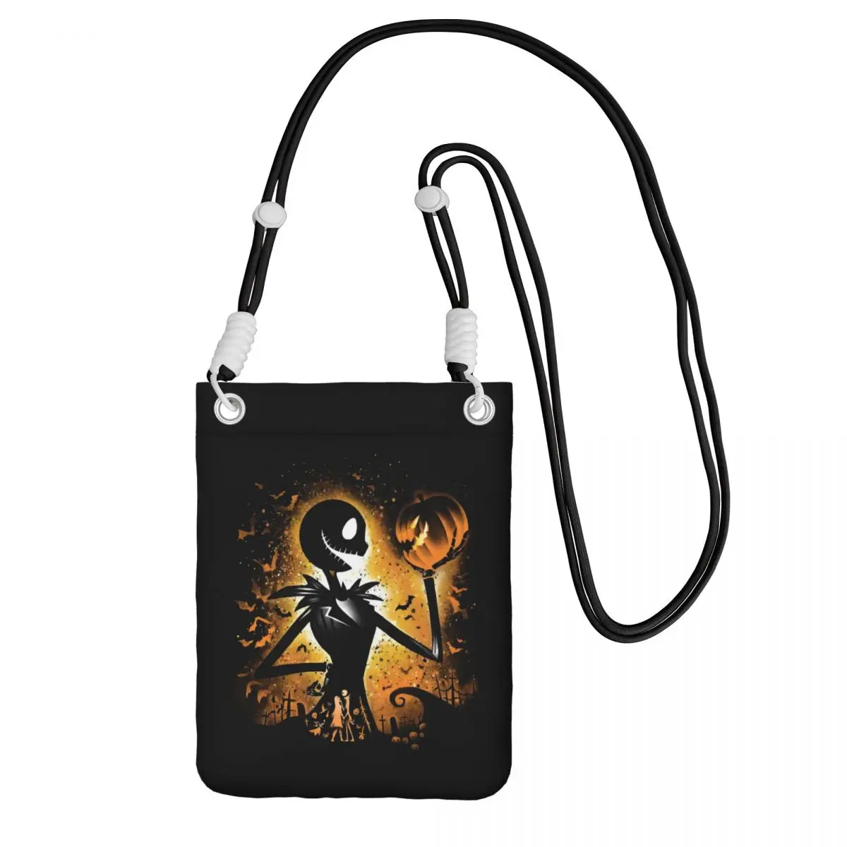 

Custom Casual Jack Skellington Mobile Phone Bag Women Men Living Skeleton Small Crossbody Purse Smart Phone Wallet With Strap