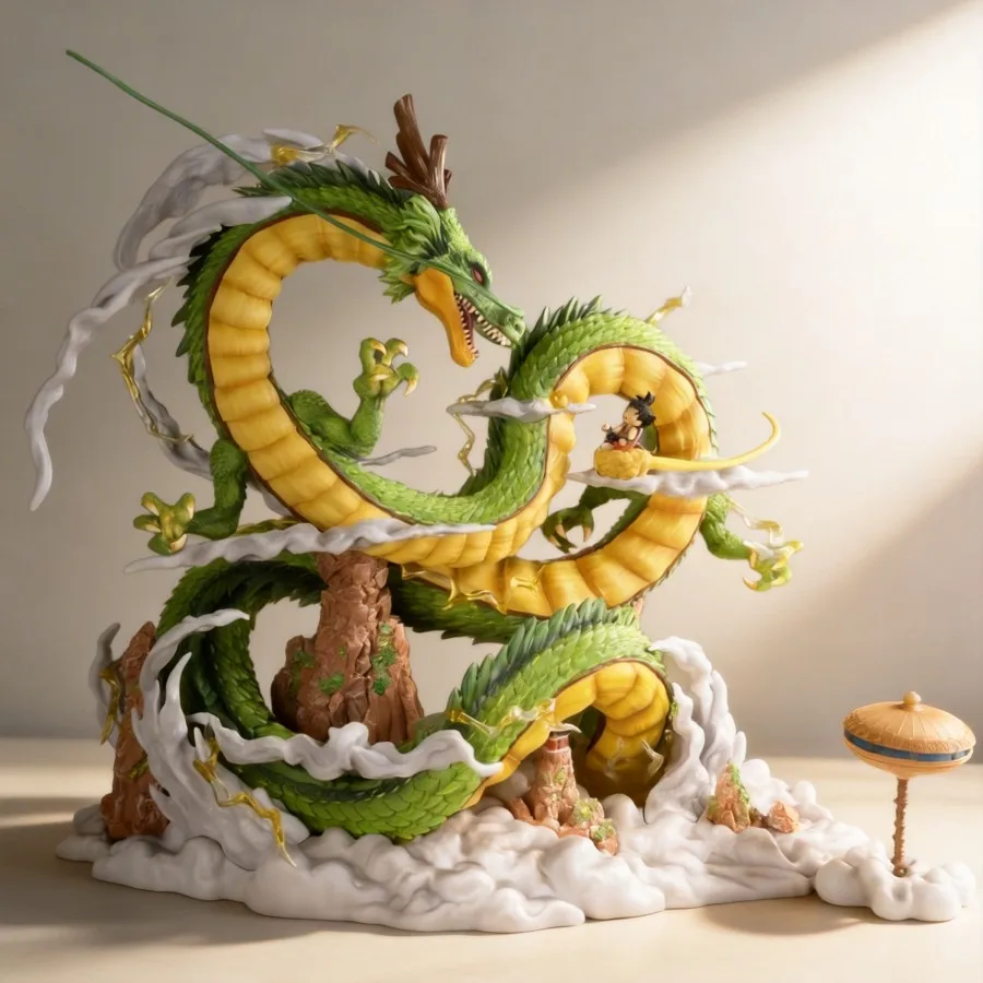 

Dragon Ball GK Large Shenron Kinto'un Kid Goku Light Up Statue Model Boxed Figure Wholesale 45cm