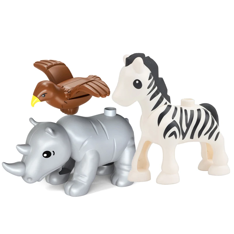 Große Bausteine Tiere Teile Zoo Sets Dinosaurier Montieren Zubehör Kompatibel Duplon Ziegel Jurassic Spielzeug für Kinder Geschenk