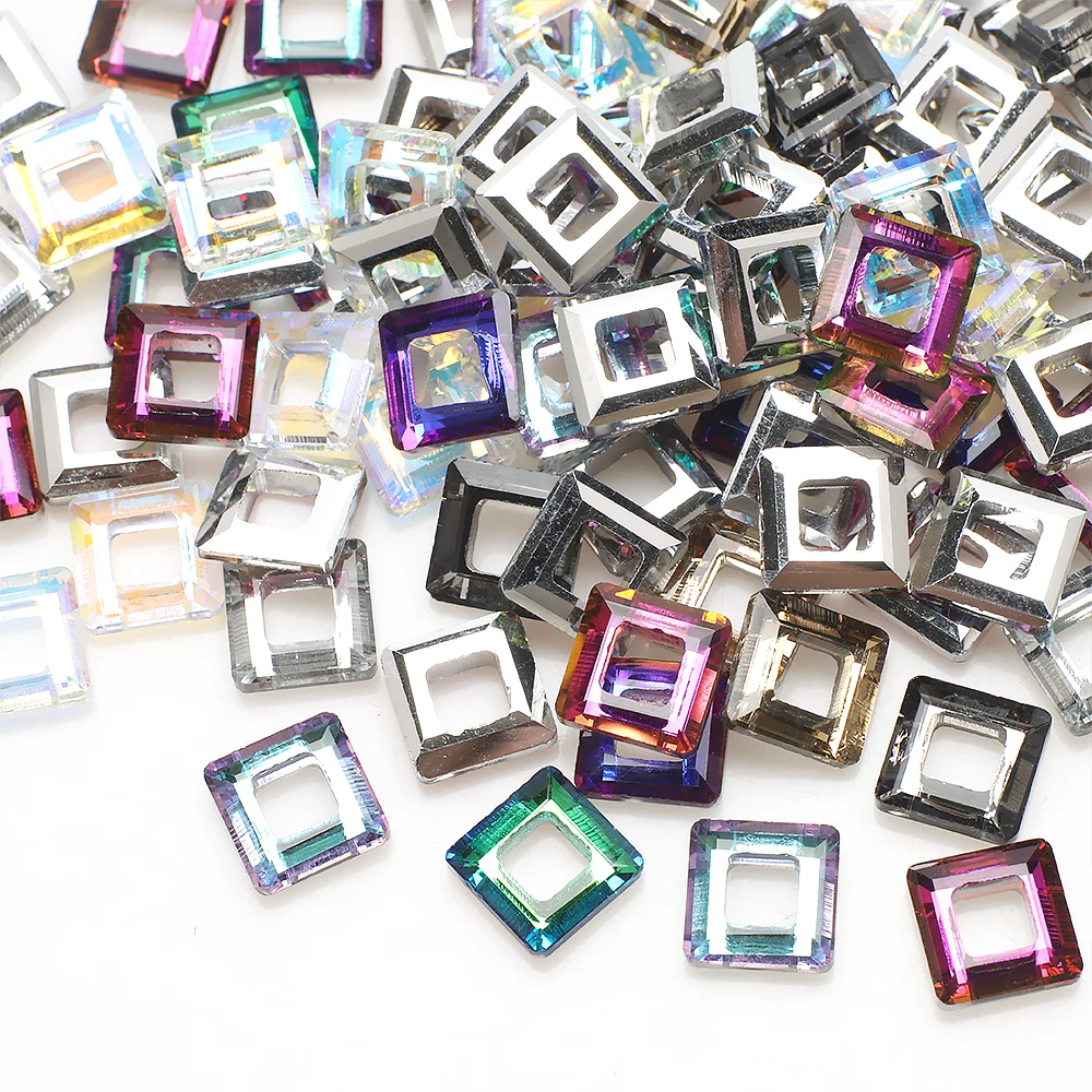 30Pcs Glass Crystal Square Beads With Big Hole 8mm Angle Cube Loose Spacer Beads For DIY Making Charms Earings & Nail Decoration