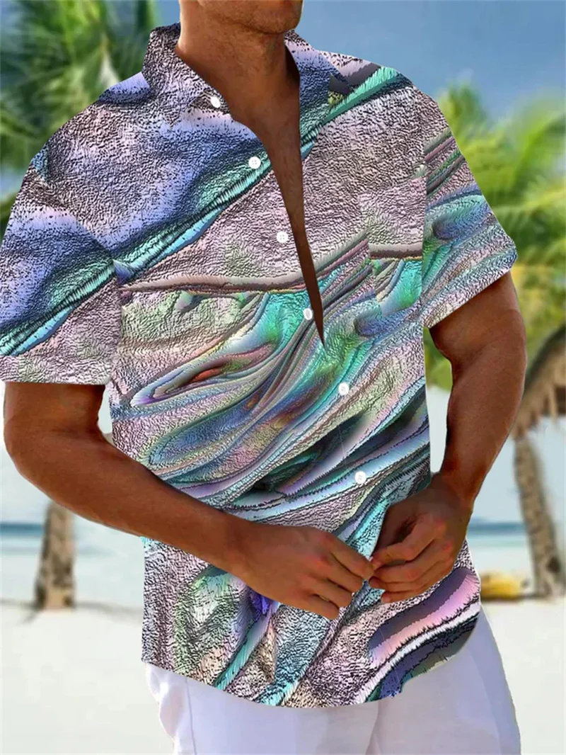 2025 Dolphin Hawaii Shirt Men's 3D Printed Animal Shirt Harajuku Fashion Short Sleeve Top Street Button Shirt