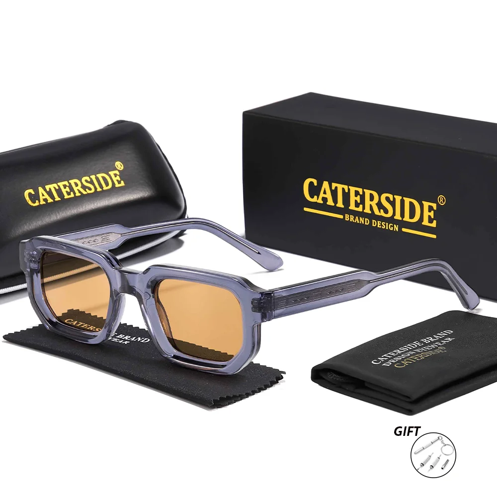 CATERSIDE Neue Herren Outdoor Optische Sonnenbrille Quadratische Gläser Rezept Brillen Damen Business Urlaub Geschenke Gläser UV400 – Detail 7