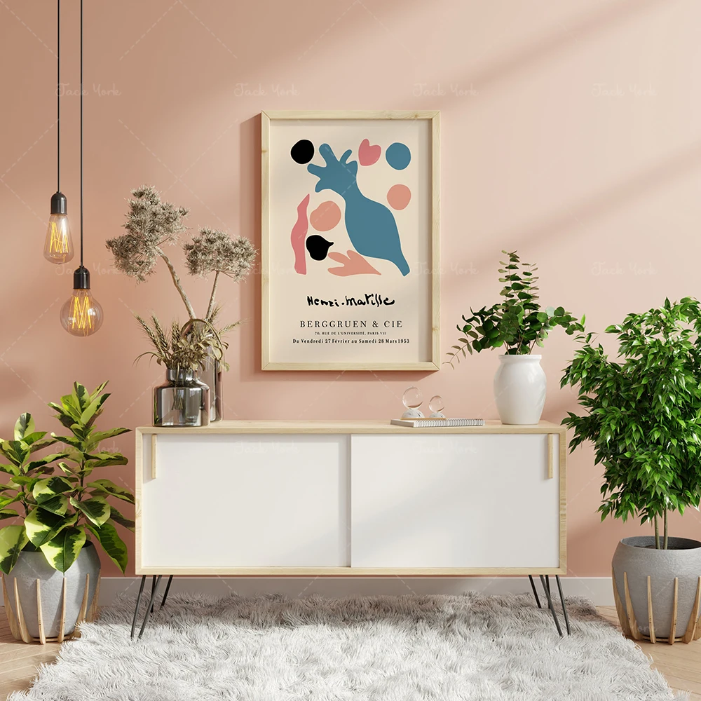 Henri Matisse homage Modern Gallery Cut out Colorful Wall decor Print Set of 2, High Quality Exhibition Abstract Poster