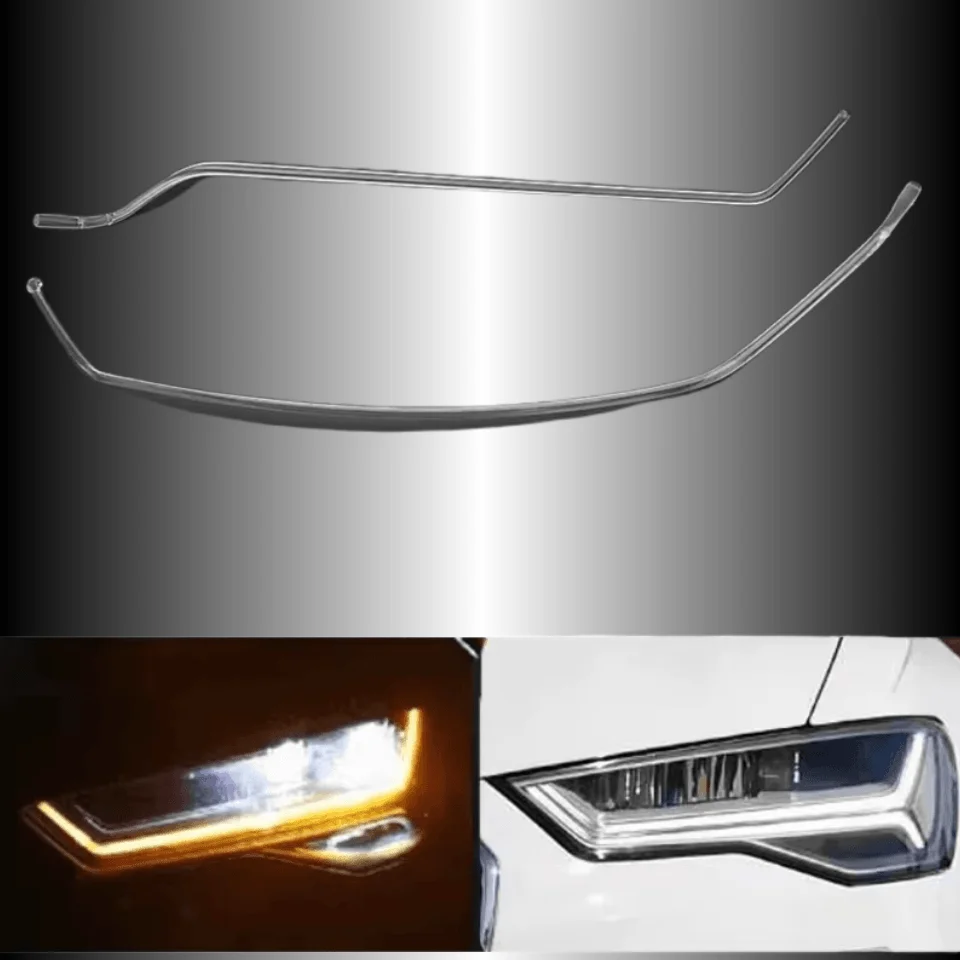 LED أنبوب أكريليك لأودي A6L C7 PA C7.5 2016 2017 2018 LED DRL سيارة العلوي ضوء لوحة دليلية النهار تشغيل ضوء بار #1
