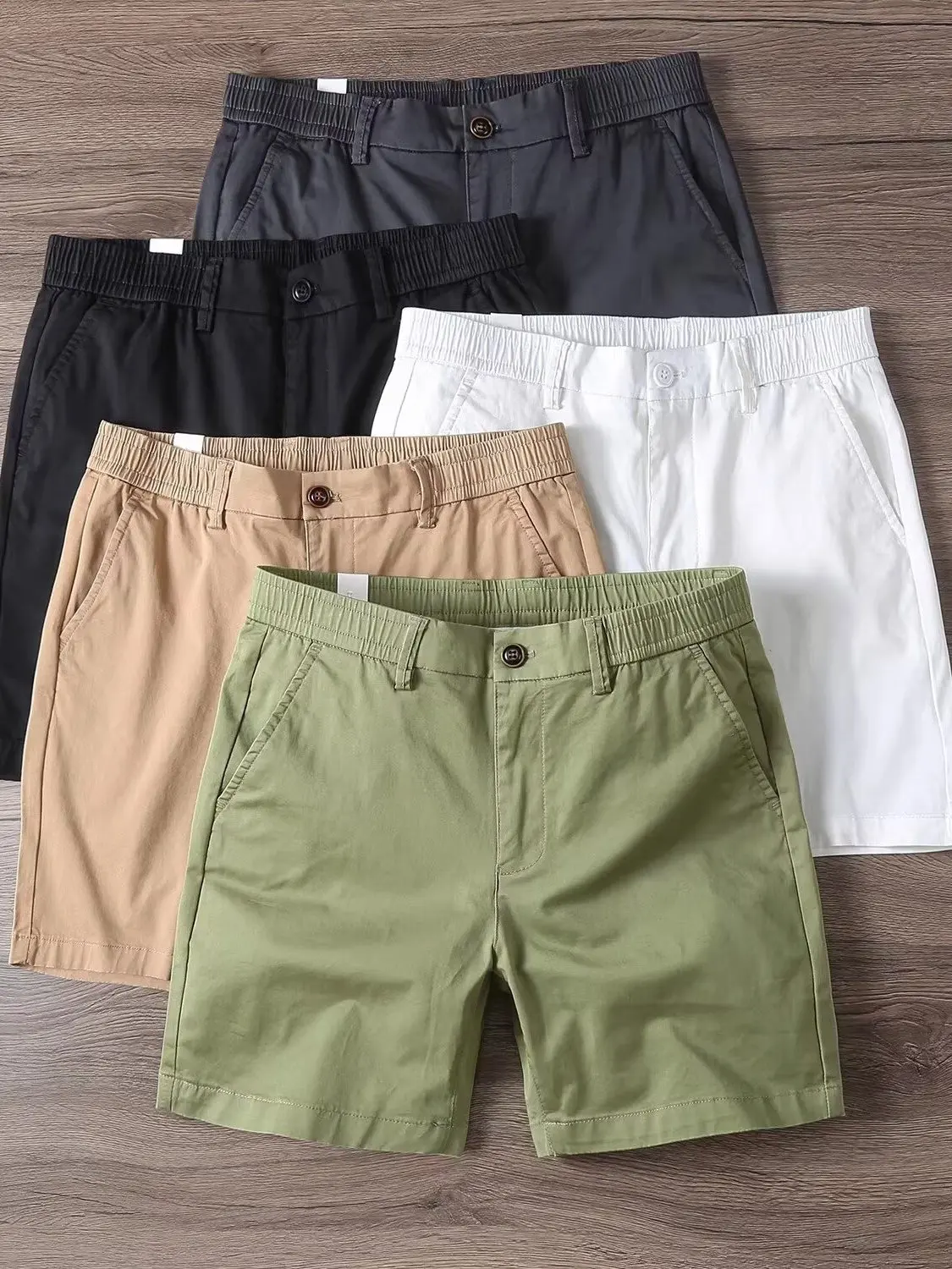 

Summer New Men's Cotton orts Knee-Length Casual Elastic Slim Fit Straight Leg mid Waist Length ket Pants American Sle