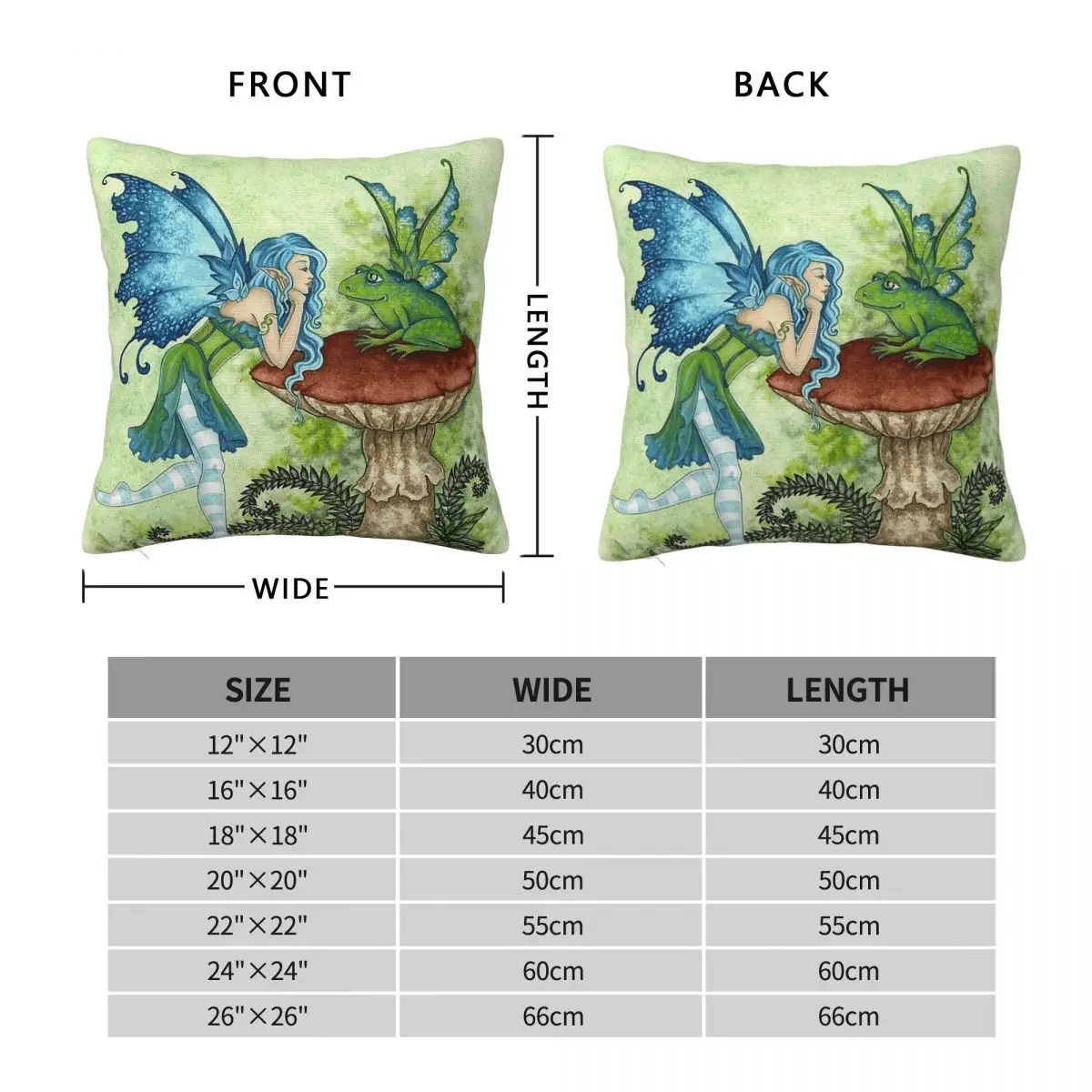 Frog And Fairy Pillowcase Polyester Linen Velvet Pattern Zip Decorative Sofa Seater Cushion Cover Wholesale