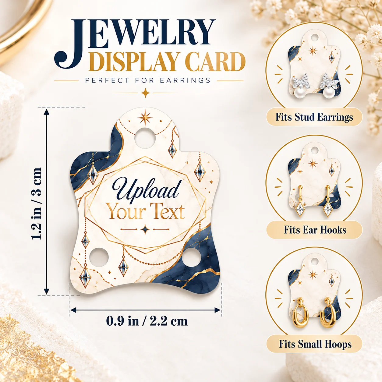 Custom Jewelry Display Card Personalized White Cardstock Custom Text and Patterns Jewelry Display Card Earring Holder Gift Sets