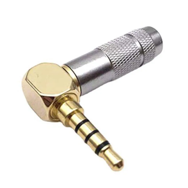 

Gold Plated L 3.5mm male Jack 4 Pole Audio Plug 90 Degree Right Angle Connector Earphone Adapter HiFi Headphone Terminal Solder