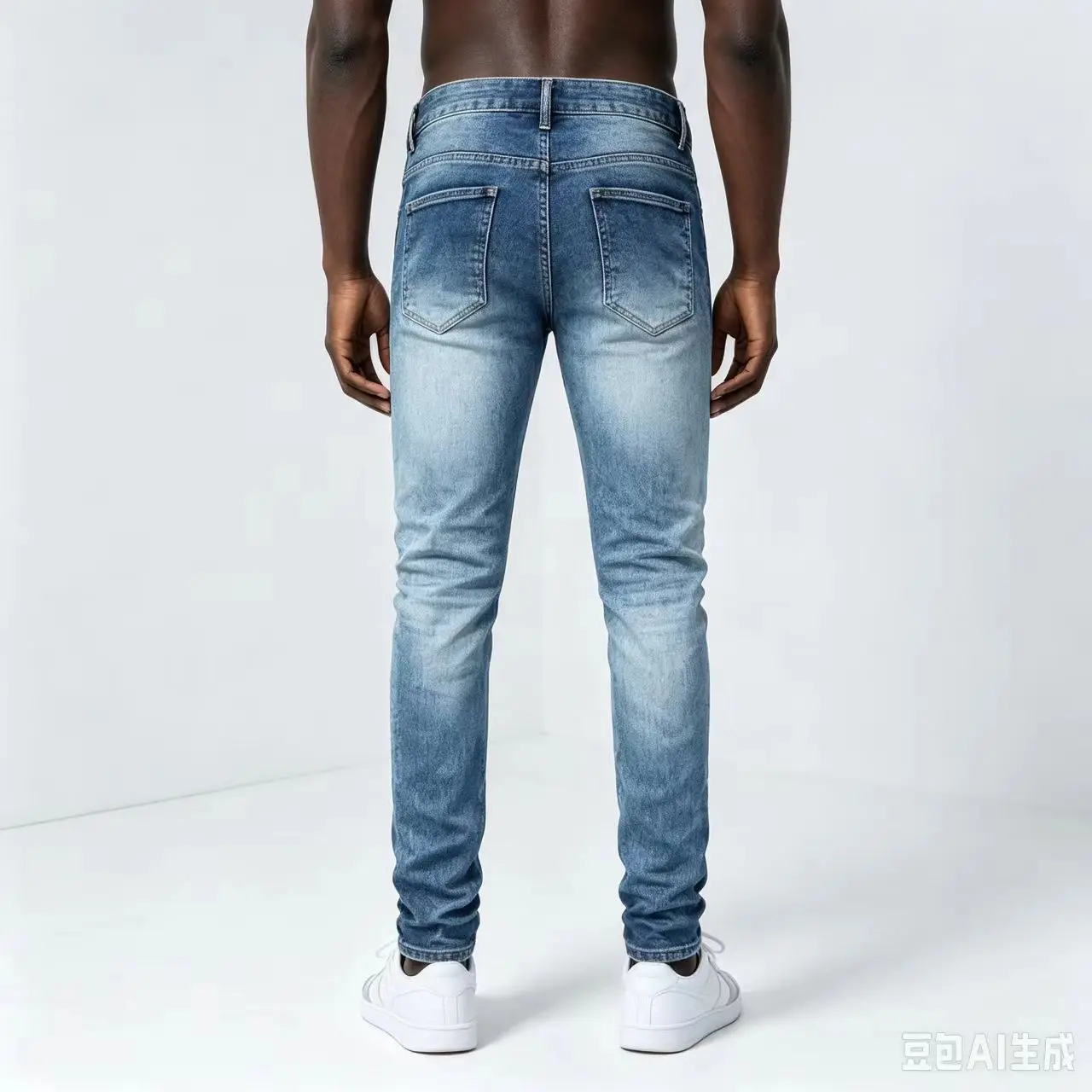 Y2K Designer Washed Nostalgic Elastic Slim Retro Perforated Black Leather Patch Blue Jeans Hip Hop Brand New Fashion