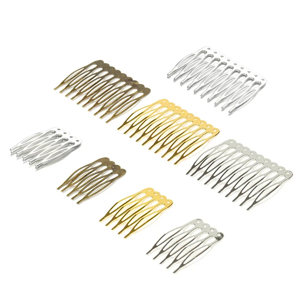 

100pcs 5 8 10 12 14 16 18 Teeth Metal Hair Comb Brass For Clip Women Girl Bridal Ornament Jewelry Decorative Accessories Wedding