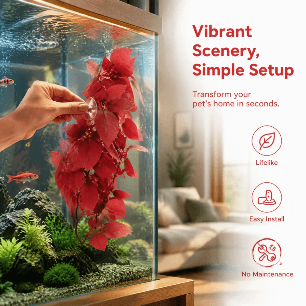 Suction Cup Artificial Reptile Plant Fade Resistant Scratch Proof Lifelike Plastic Plant Low Maintenance Hanging Leaves Design