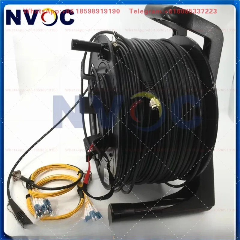 12 Core Armored Optical Fiber Patch Cord Single Mode ODC-MPOAPC Male-Female 250M 7.0mm Mini Black TPU With PCD380 Connector