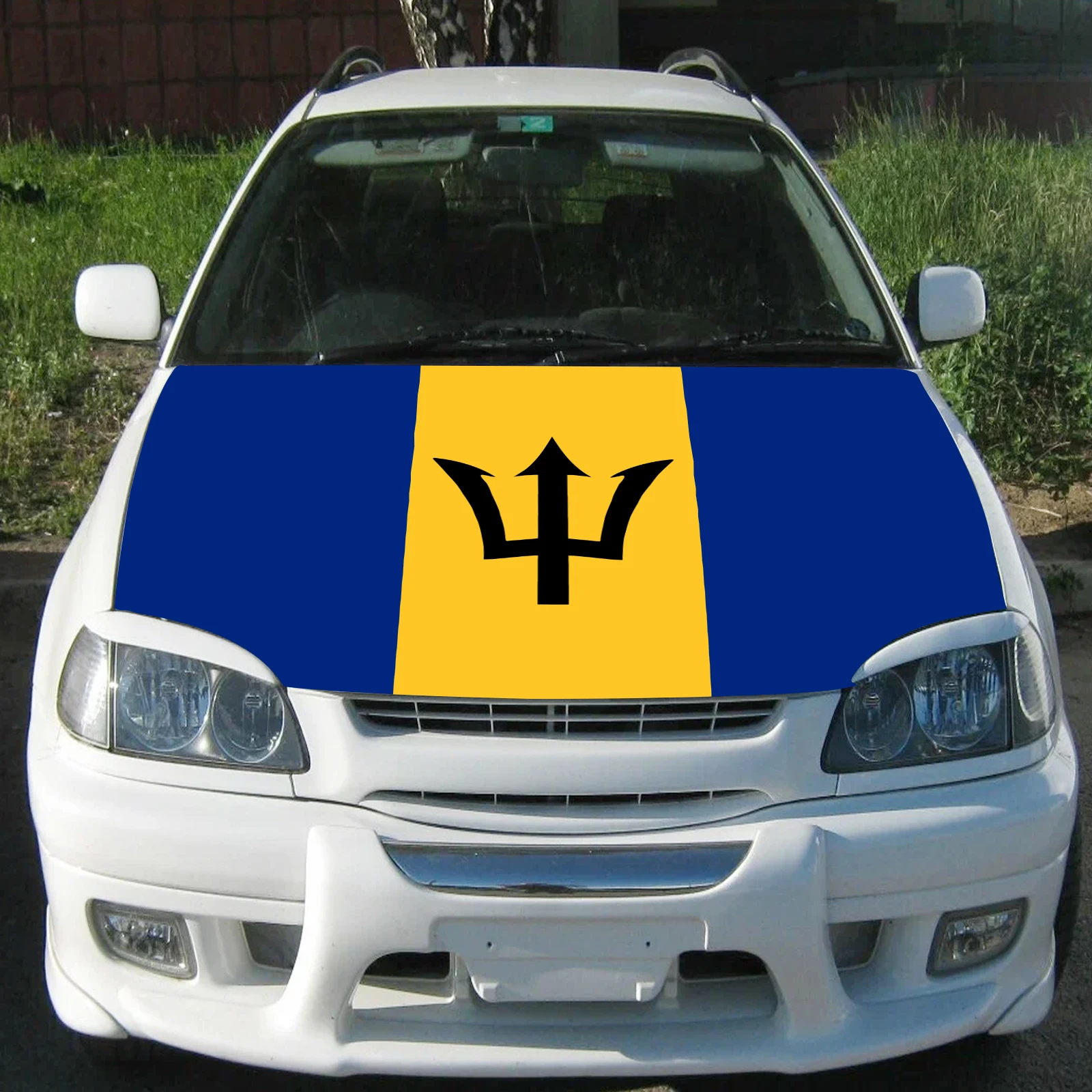 Barbados Car Hood Cover Flag  Universal Size Elastic Polyester 120x150cm for Car Decor