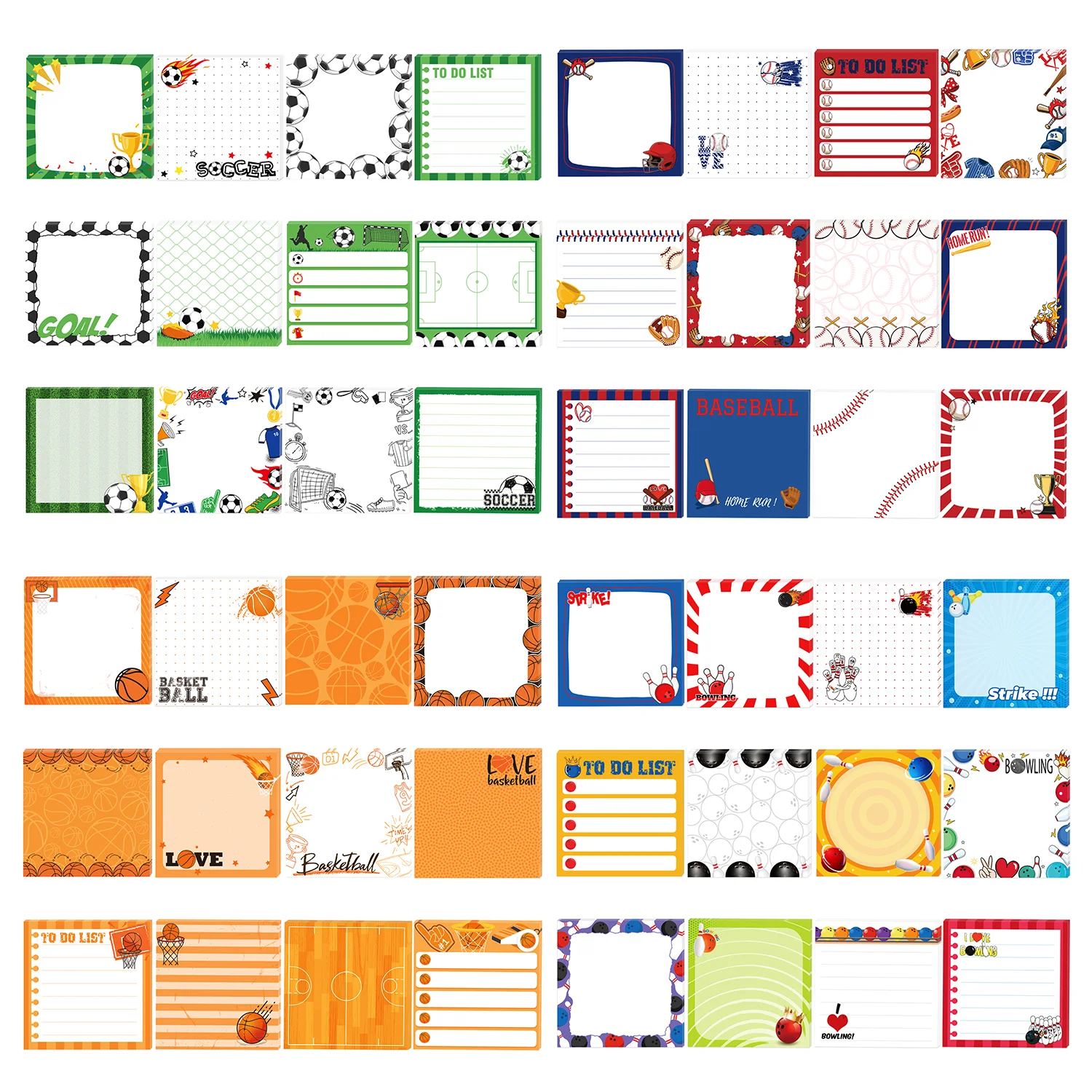 12/24 Stück Fußball Golf Bowling Softball Haftnotizen, Kühlschrank-Memopads, Selbstklebende Notizblöcke für Zuhause Büro Geschenke