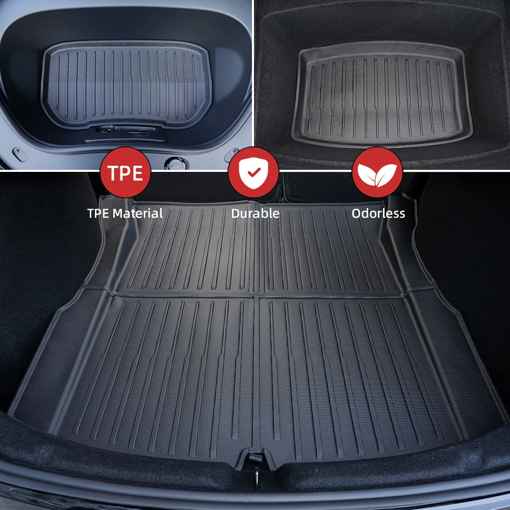 Für Tesla Modell 3 Highland 2025, Zubehör, Fußmatten, Cargo-Liner, wasserdicht, rutschfest, Kofferraummatte, TPE-Pads für Tesla, neues Modell 3 – Detail 5