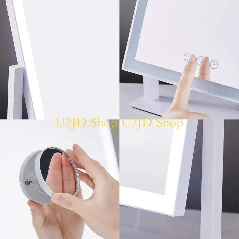 U2JD Rectangular Lighted Makeup Mirror, Tabletop Mirror With Touch Control, 3 Light Modes, USB Powered, 25 x 30 for Makeup
