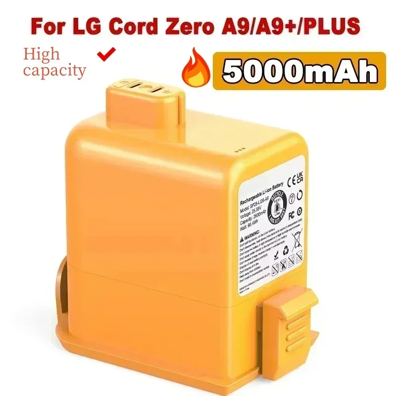 High Capacity 25.55V 5000mAh Battery for LG Cord Zero A9, A9S, A9K-CORE, A9MAX, A9T-Ultra, A9K-PRO, A9N, A9M, A9 Plus