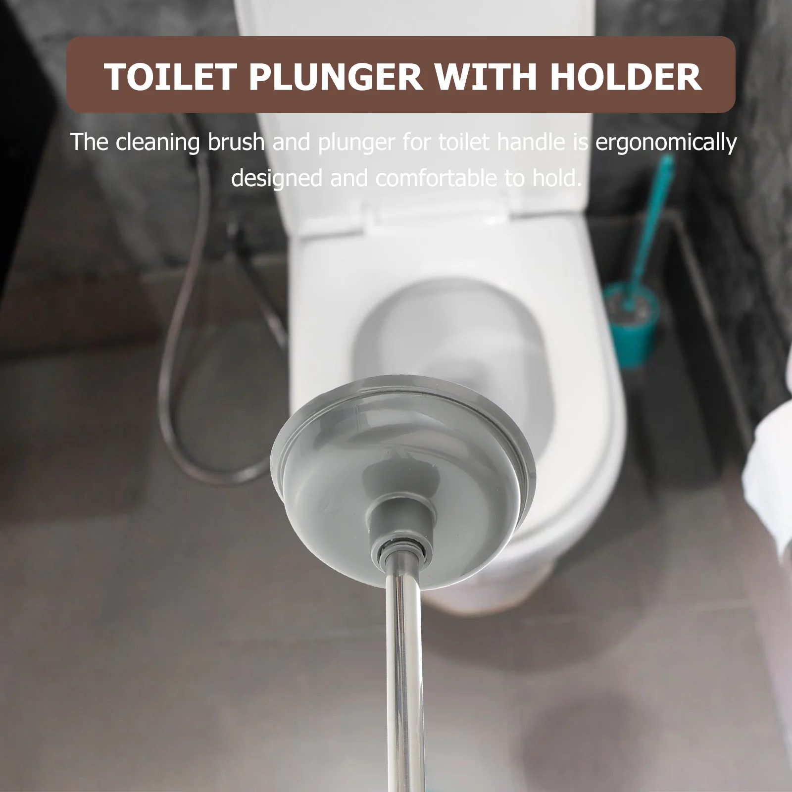 

Toilet Brush Set Unblocking Cleaner Bathroom Cleaning Bowl Plunger with and Holder