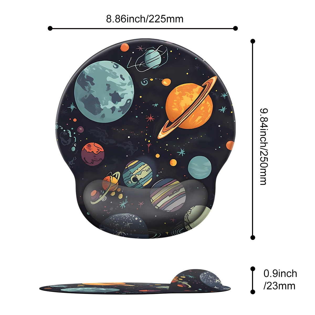 1pc Outer Space And Planets  Mouse Pad Wrist Ergonomic Soft Anti-Slip Wrist Rest Support Mat Computer Mouse Pad For Office  PC