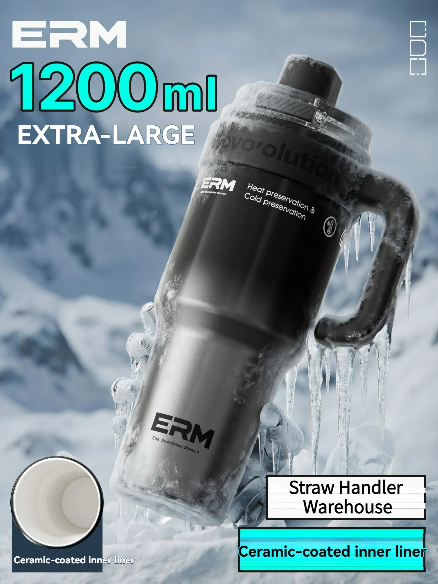 French Press Glass - Copo Cerâmico Extra Grande de 1200ML,