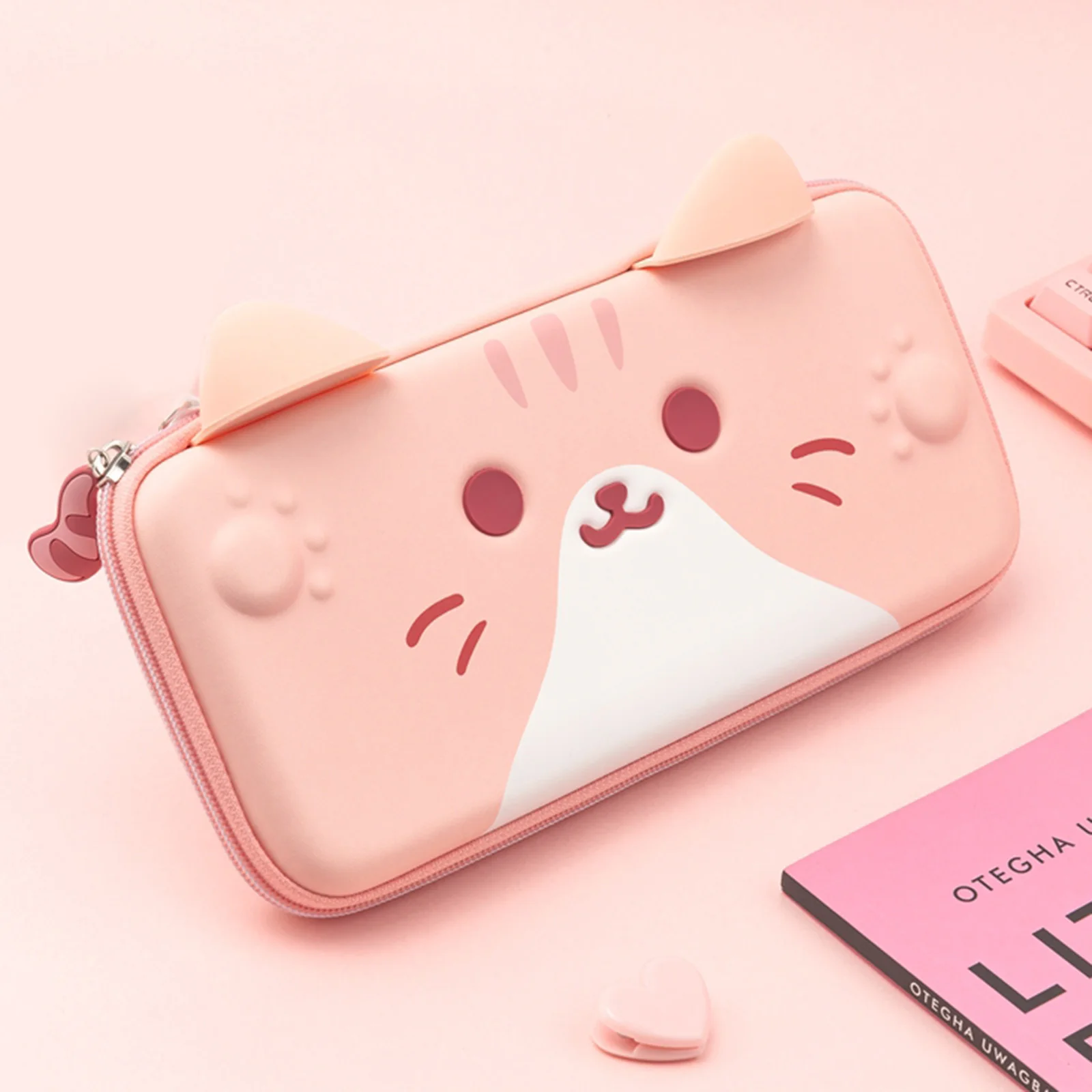 Cute Carry Case Compatible with Nintendo Switch Hard Storage Shell Pouch Hard Shell Travel Pouch Fit for Switch Charger Adapter