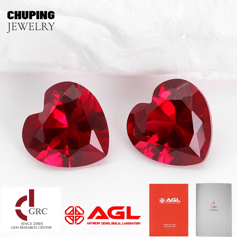

ChuPing Heart Shape Flame Melted Lab Grown Ruby Synthetic Cultivate Ruby For Making Selectable AGL Certificate Gemstone