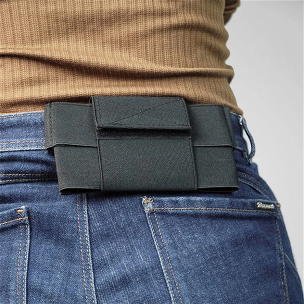 1pcs Invisible Phone Lock Bag Waist Running Bag Belt Pouch Mini Pouch Anti Theft Fanny Pack Elastic Sports Holding Purse Black