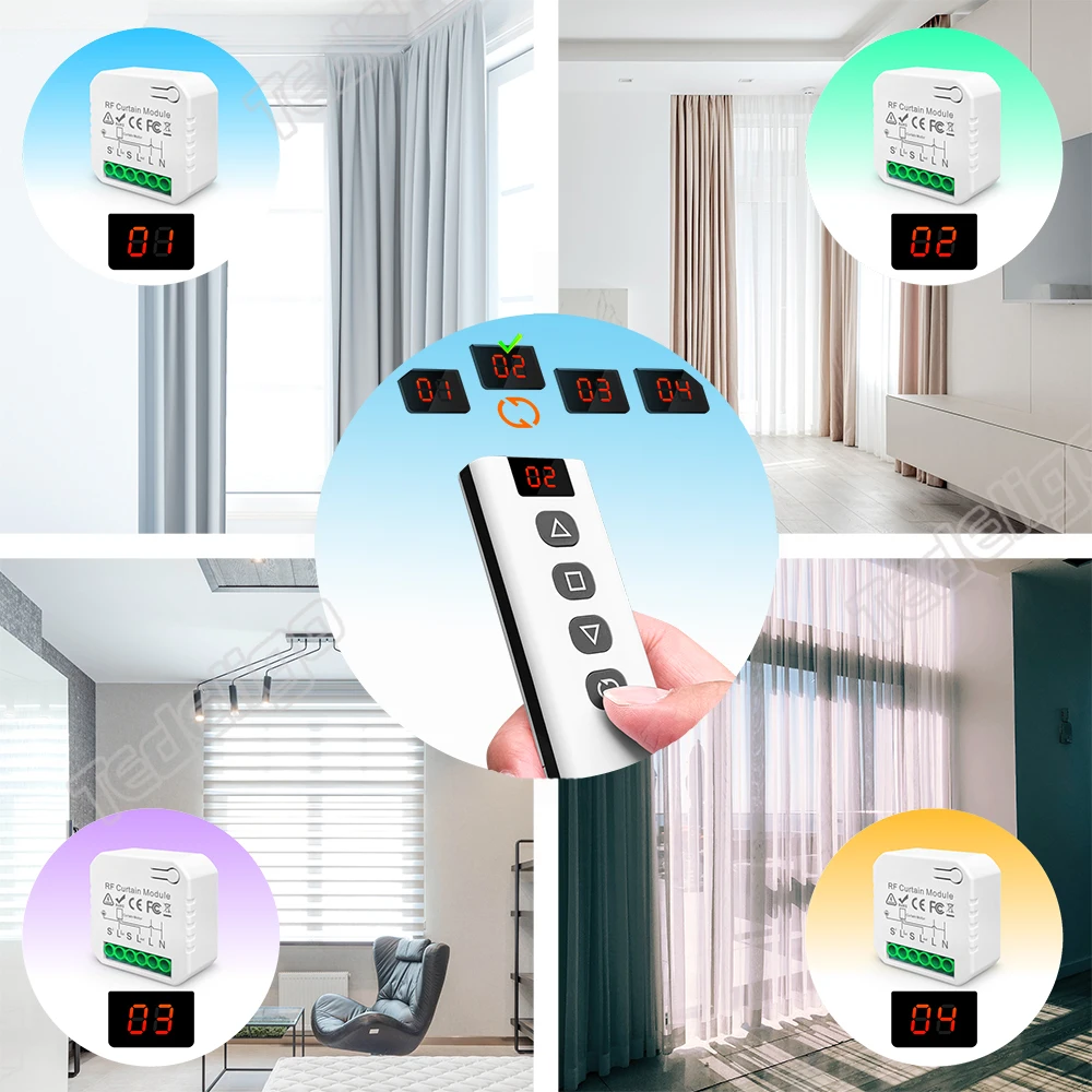 Tuya WiFi RF Rolladen-Steuerungsmodul mit Fernbedienung für Elektromotoren, Sonnenschutz, Google Home und Alexa – Detail 7
