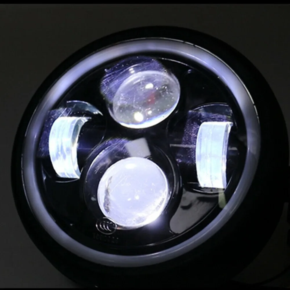 Universal 6 Inch LED Motorcycle Headlight Projector Halo Ring High Low Beam Motorbike DRL Headlamp For Honda Suzuki Kawasaki
