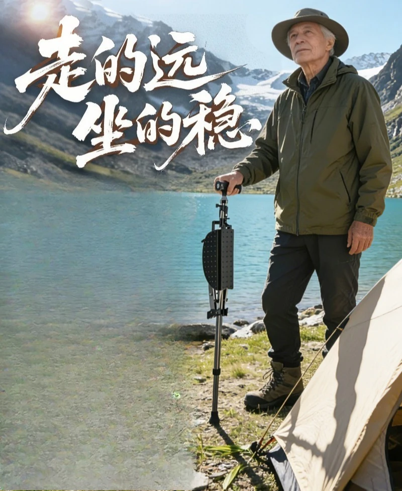 Elderly Crutches, Stool Chair, Multi-functional Cane, Non-slip Folding, Portable, Light Walking Aid, Seated Crutches