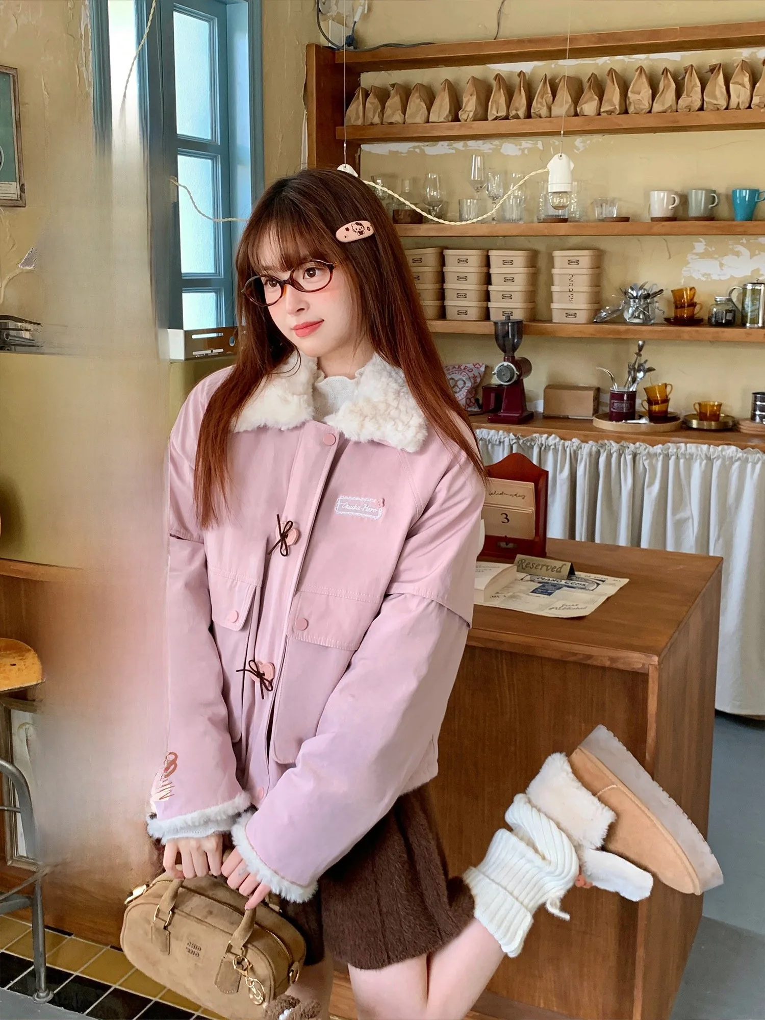 

Женское зимнее пальто Bibi Bency из овечьей шерсти с хлопковой подкладкой, утепленное, с длинными рукавами, на флисовой подкладке