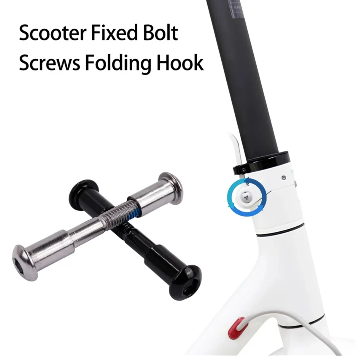 White Folding Pothook Hinge Bolt Repair Hardened Steel Lock Fixed Screw Hook for Xiaomi MIJIA M365 Electric Scooter