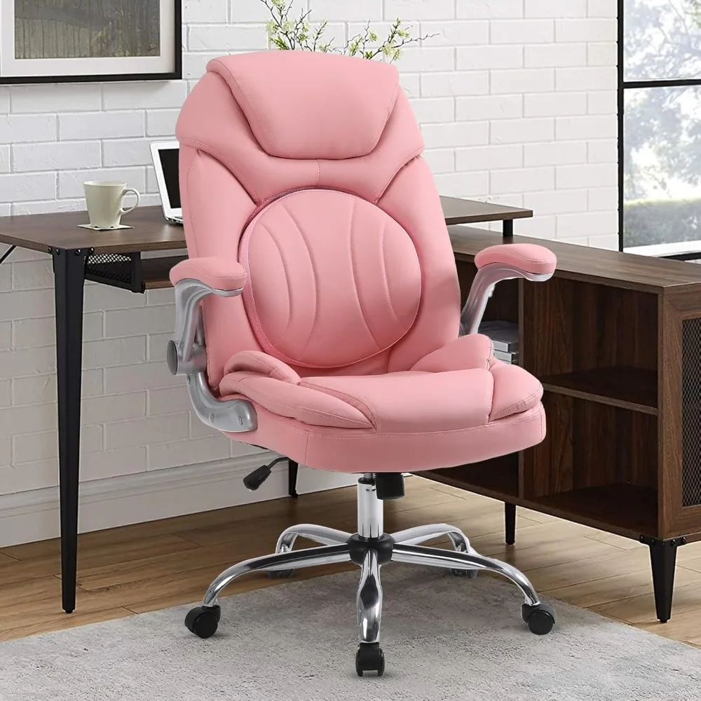 

Ergonomic Executive Office Chairs with Adjustable Lumbar Support, 90-120° Rocking Managerial Chair Swivel Desk Chairs with Padde