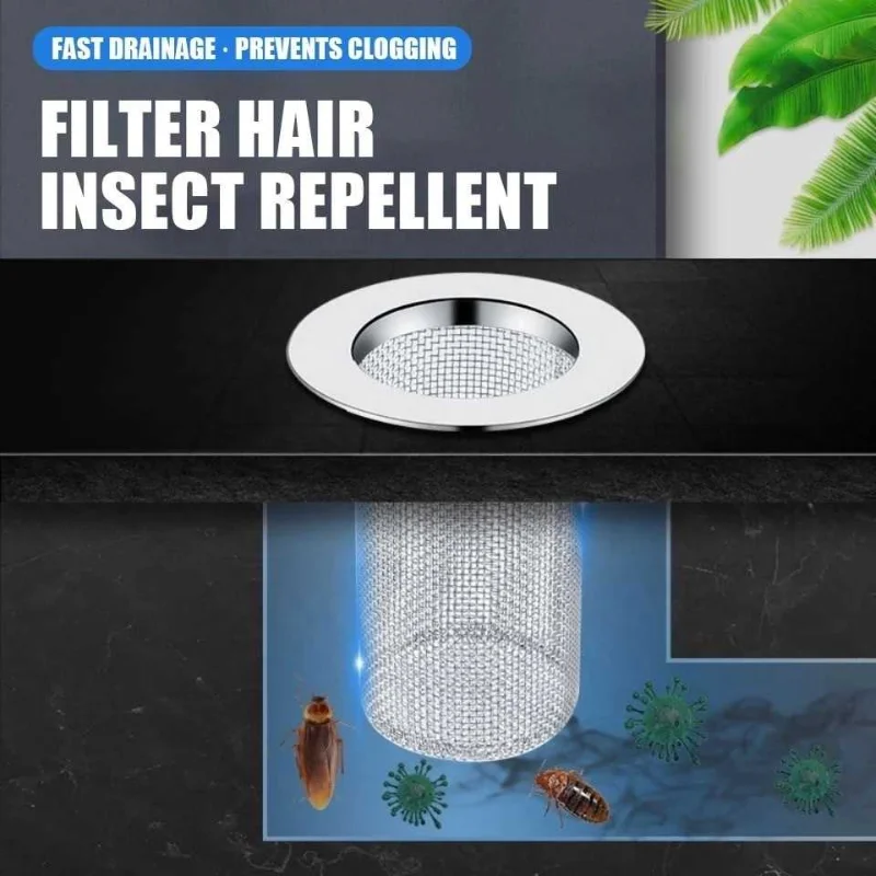 Multifunction Stainless Steel Drain Mesh Filter Kitchen Sink Anti-clog Strainer Bathroom Bathtub Hair Catcher Shower Drains Net image 4