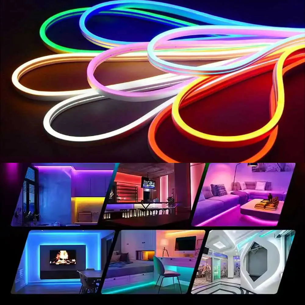 LED Neon Strip Ambient Light USB RGB Remote Control Cuttable DIY Neon Light Color Changing Lamp for Gaming Bedroom TV Wall Decor