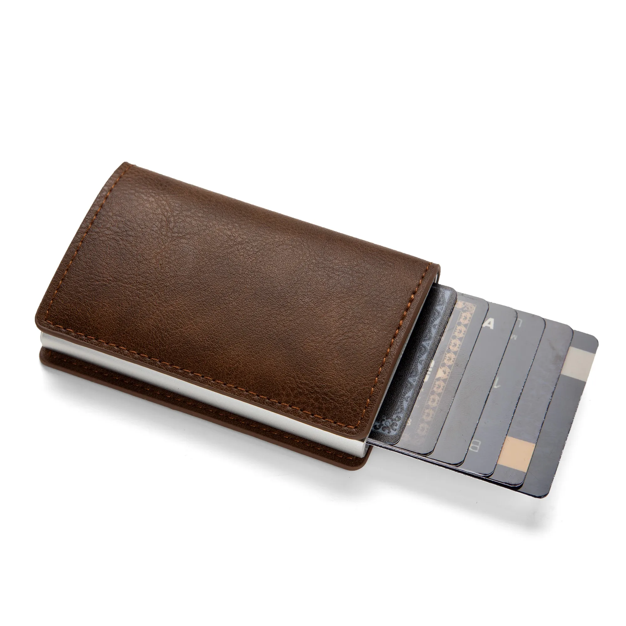 حامل بطاقات ائتمان RFID مضاد للسرقة، محفظة بسيطة، جيب، حامل بطاقات رفيع، حامل بطاقات من جلد البولي يوريثان للرجال والنساء