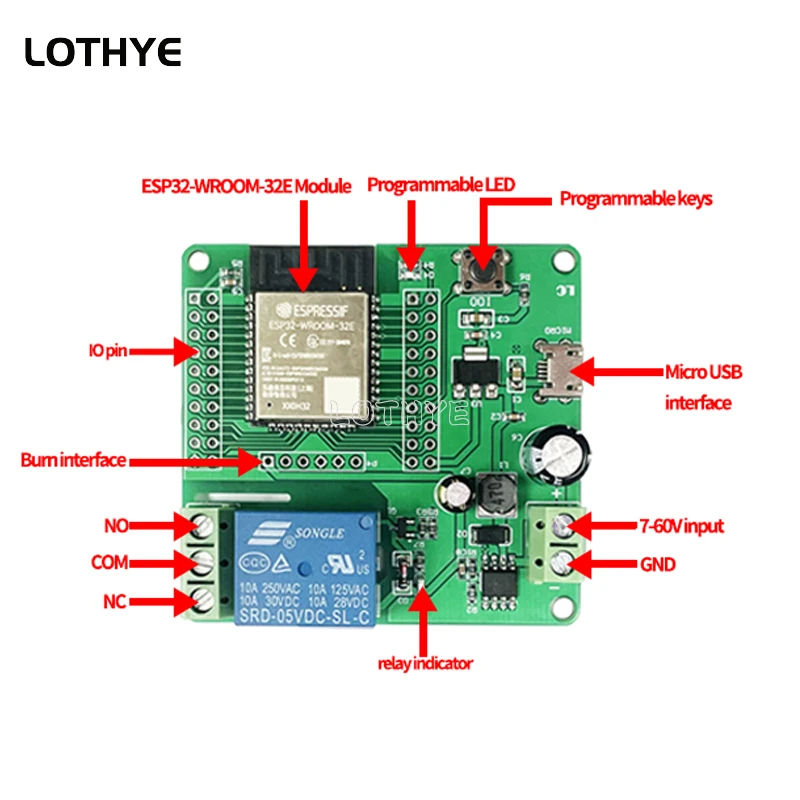 DC 7-60V Power Supply ESP32 Single Circuit Relay Module Wireless Control ESP32 Development Board ESP-32 ESP32 WROOM Smart Home