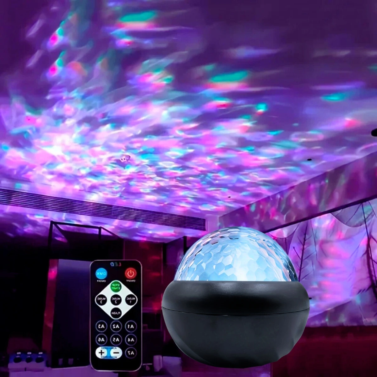 

Projection Night Light USB Powered Remote Control LED Water Wave Effect, perfect for bedroom, party, travel and home decoration