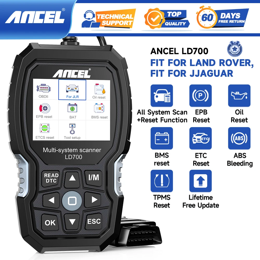 

ANCEL LD700 OBD2 сканер все системы диагностический инструмент проверка двигателя ABS TPMS масло сброс OBDII считыватель кодов для Land Rover Jaguar JLR