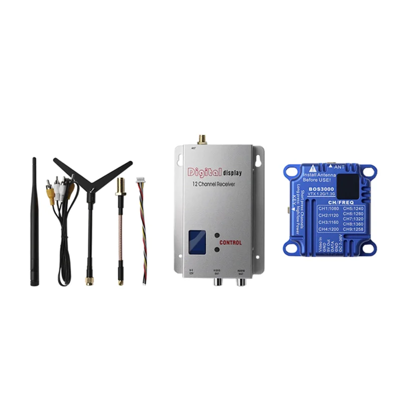 

Приемник ABGI 1,2 ГГц 1,3 ГГц 3 Вт VTX + 1,2 ГБ 12 каналов 3000 МВт 9-канальный для FPV видео-аудио передатчика для радиоуправляемого дрона дальнего действия (PAL/NTSC)