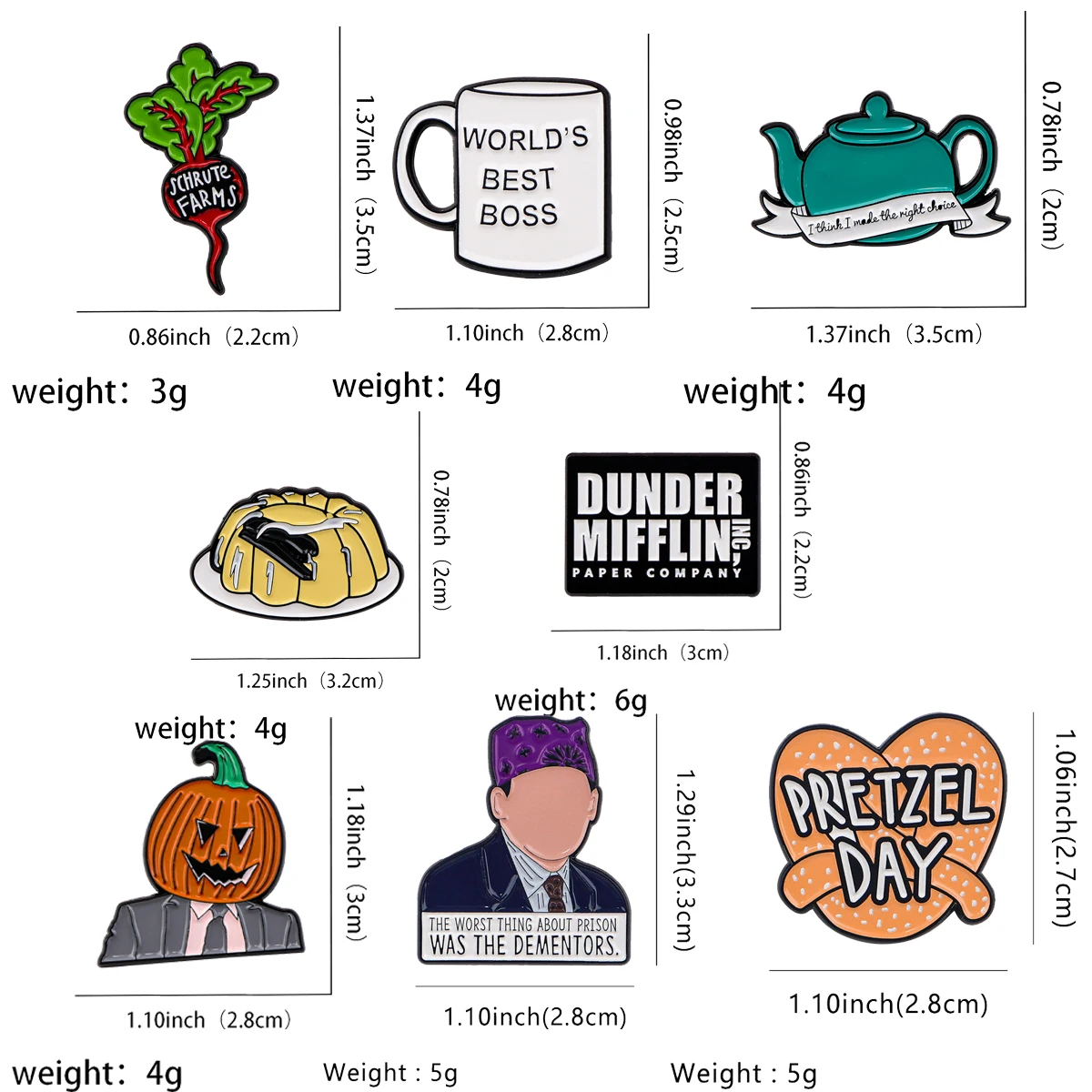 Office Funny TV Show Enamel Pin Lapel Pins for Backpacks Brooches Badges Metal Brooch for Clothes Jewelry Gifts for Friends