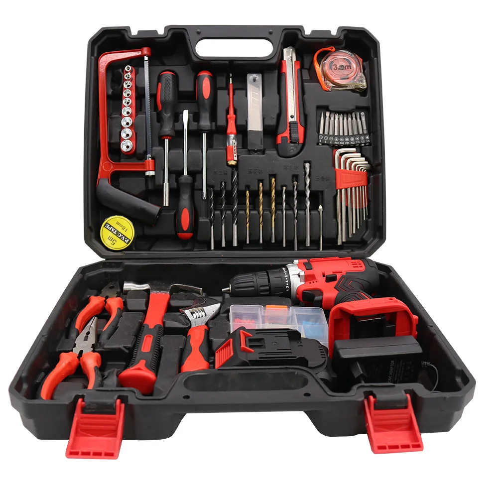 

108 Pieces Multi-functional Mechanic Hardware Cordless Drilling Machines Impact Drill Household Power Tools Set