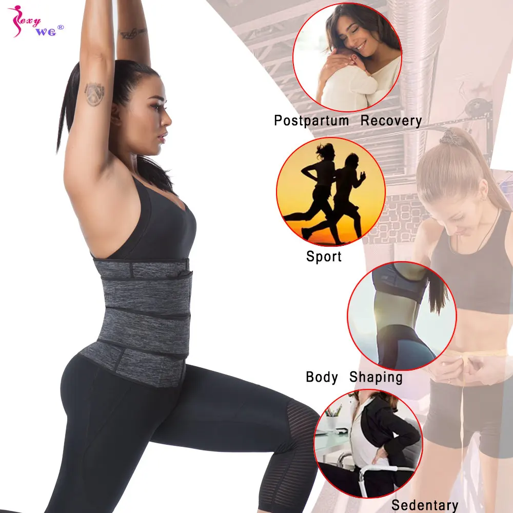 SEXYWG Waist Trainer Neoprene Body Shaper Belt Weight Loss Flat Belly Band Workout Fat Burning Strap Sweat Tummy Control Girdle