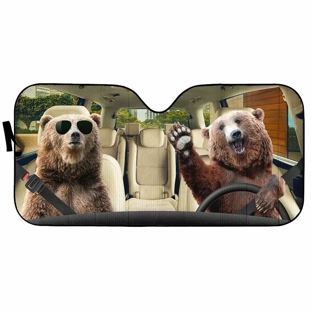 Tup Funny Beer Front Window Sun Shade Bear Greets You Car Sun Shield Windshield Sun Reflector Car Seat Sunshade Auto Cover Block