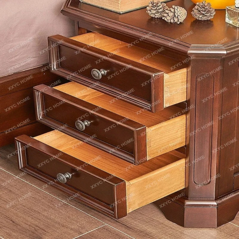 X-S All solid wood bedside table   retro storage home bedroom simple storage fashionable high-end new models HG