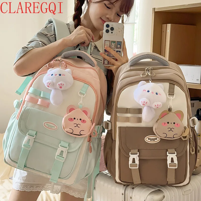Hot selling Japanese cute little fresh college style student backpack, fashionable niche color collision travel backpack