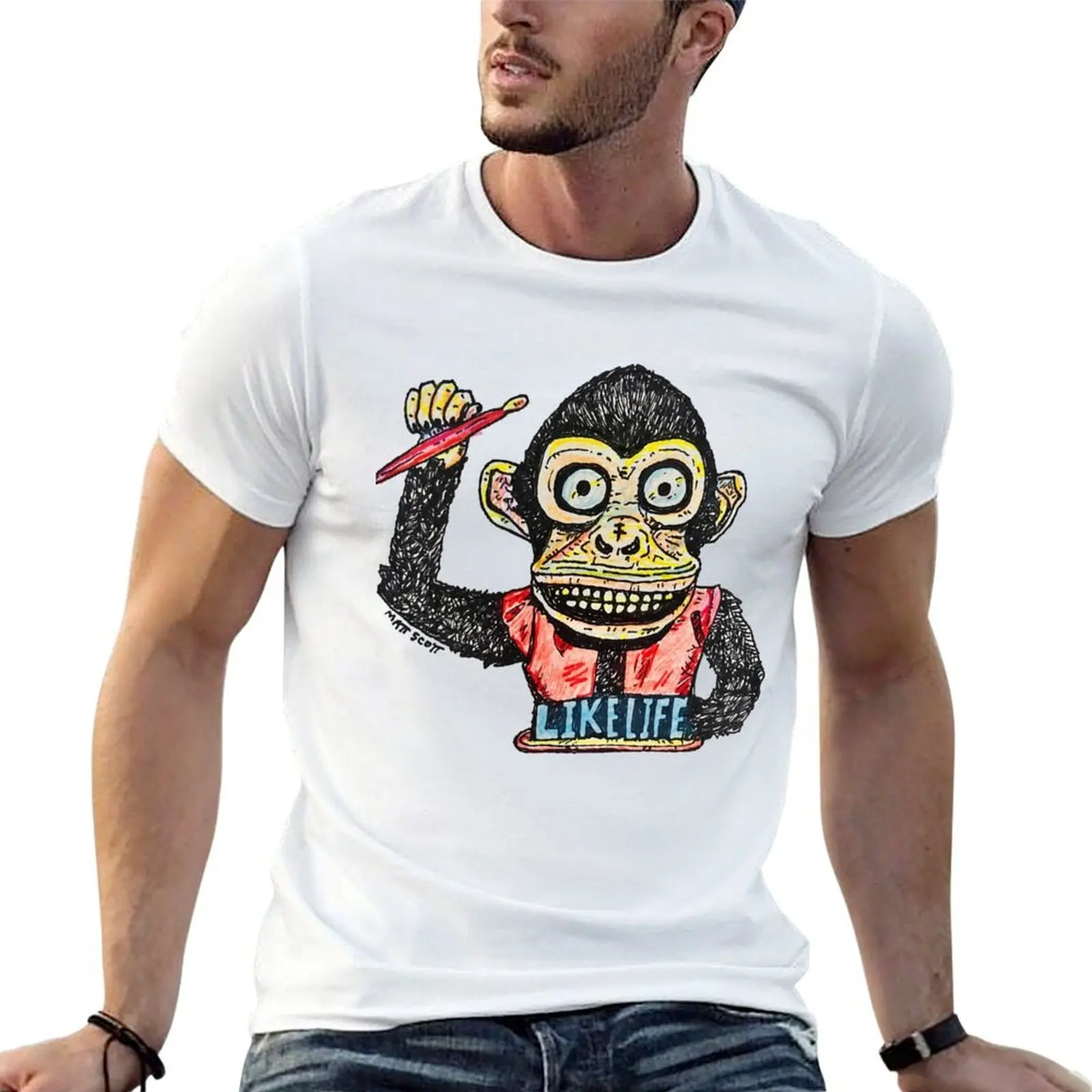 

LIKELIFE (The Monkey) COLOR T-Shirt cotton t shirts man 100% t shirt men 100% cotton luxury brand T-Shirt