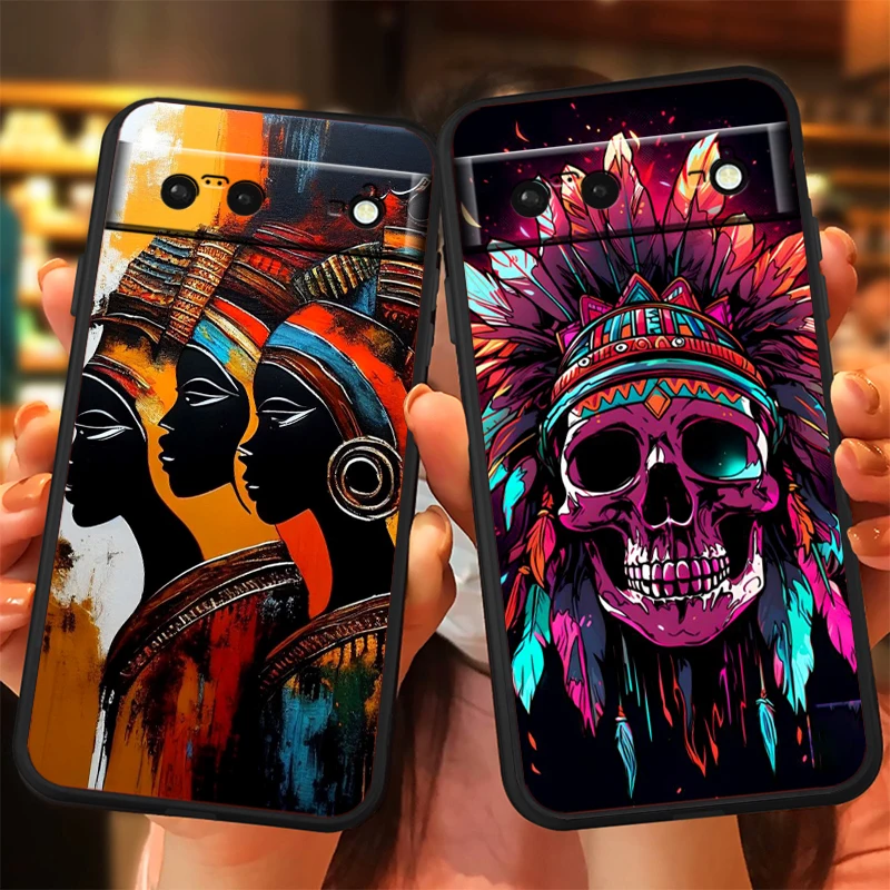 Skull Terrifying Ghost Cool For Google Pixel 9 8 7A 7 6A 6 5A 5 4 4A XL 5G Black Silicon Shockproof Shell Funda Phone Case